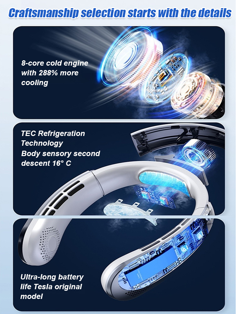 100-speed super wind power digital display neck fan