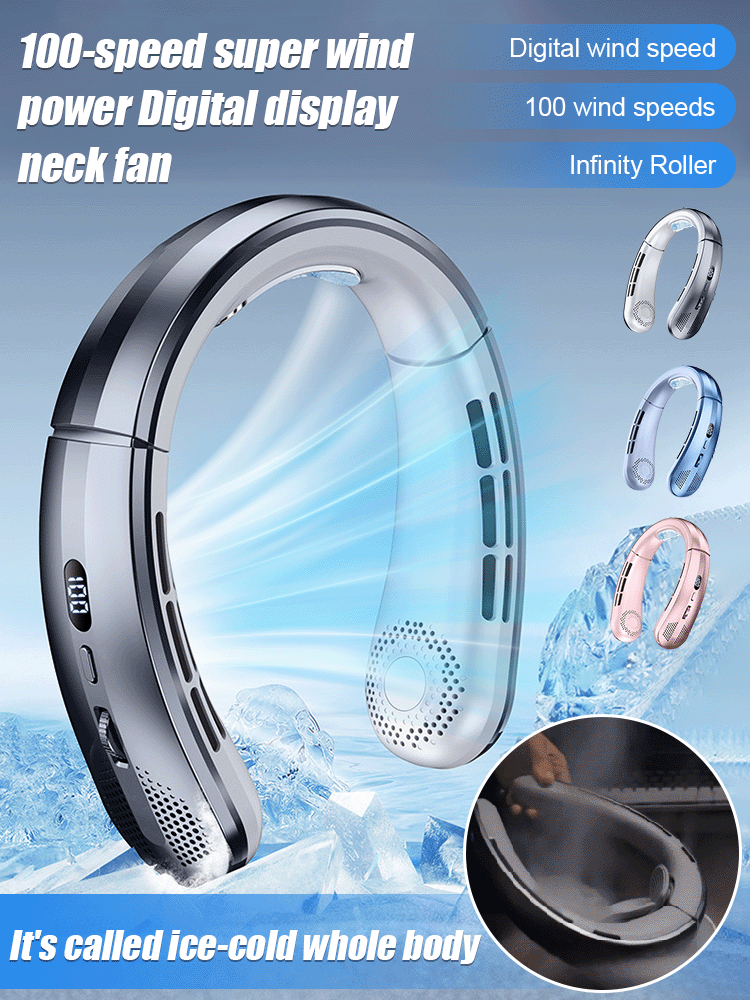 100-speed super wind power digital display neck fan
