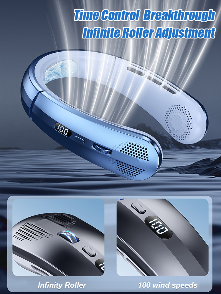 100-speed super wind power digital display neck fan