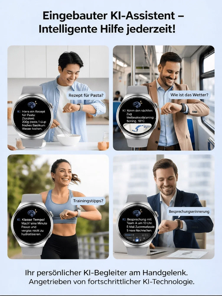 【Abschied von den Stichen!】Deutsche Glukose-Uhr: Schmerzfreie 5-in-1-Messung  