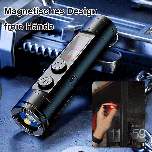 【Taschenlampe + Feuerzeug + Fensterbrecher】Schlüsselanhänger starker Licht aufladbare Mini-Taschenlampe