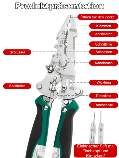  [Mit Elektrischem Licht] 23-in-1 Multifunktions-Klappklammer