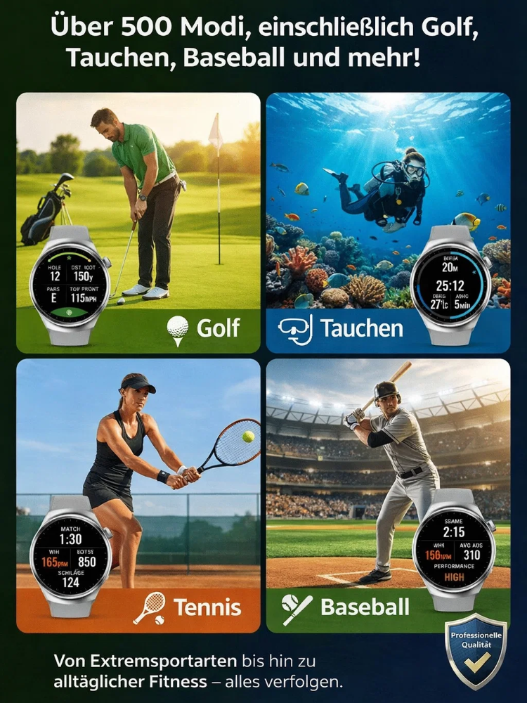 【Abschied von den Stichen!】Deutsche Glukose-Uhr: Schmerzfreie 5-in-1-Messung  