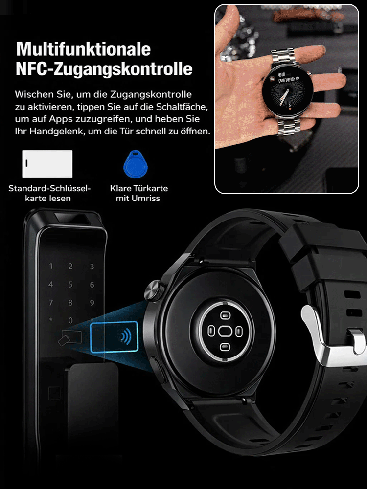 【Abschied von den Stichen!】Deutsche Glukose-Uhr: Schmerzfreie 5-in-1-Messung  