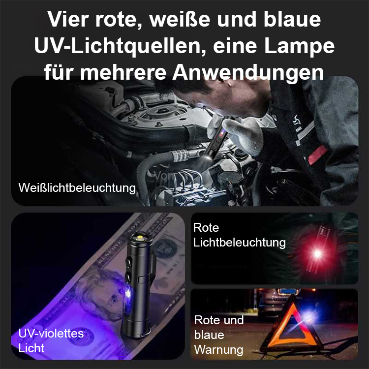 【Taschenlampe + Feuerzeug + Fensterbrecher】Schlüsselanhänger starker Licht aufladbare Mini-Taschenlampe