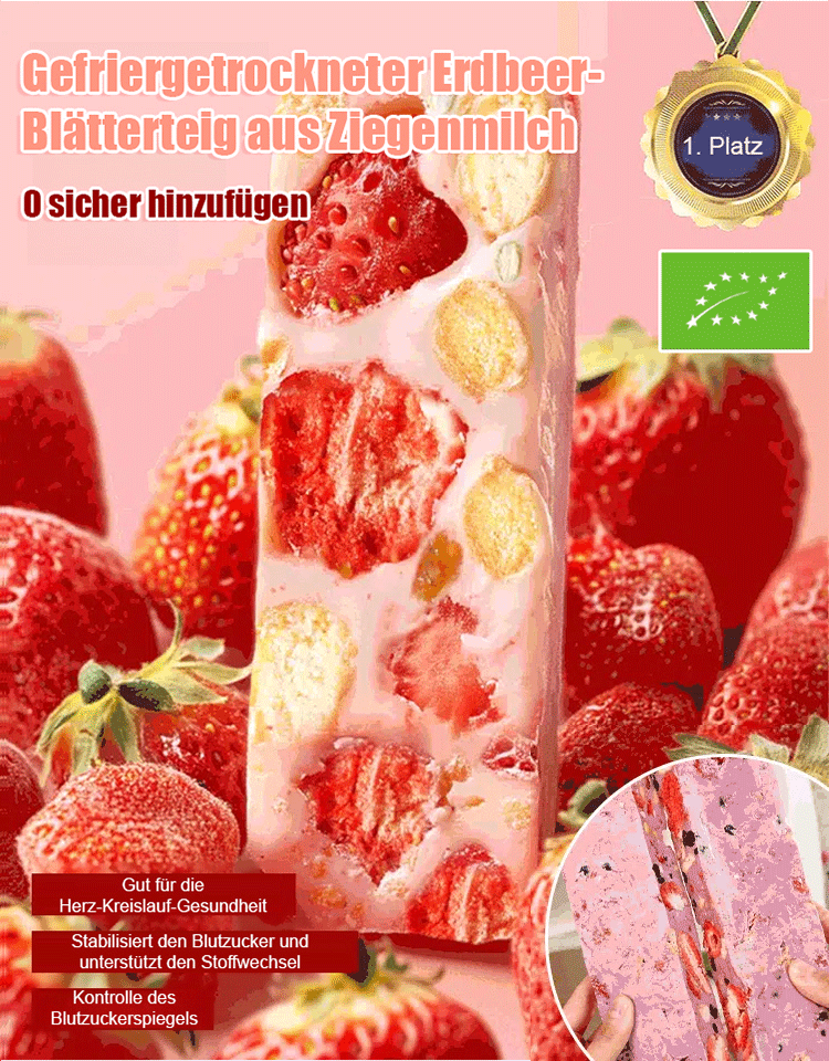 【Natürliche Zutaten】Gefriergetrockneter Erdbeer-Ziegenmilch-Soufflé-Kuchen