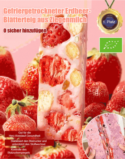 【Natürliche Zutaten】Gefriergetrockneter Erdbeer-Ziegenmilch-Soufflé-Kuchen