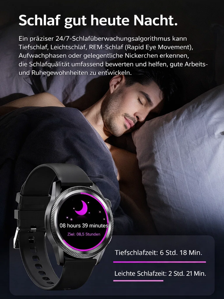 【Abschied von den Stichen!】Deutsche Glukose-Uhr: Schmerzfreie 5-in-1-Messung  