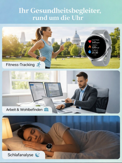 【Abschied von den Stichen!】Deutsche Glukose-Uhr: Schmerzfreie 5-in-1-Messung  