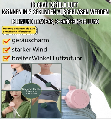【Kostenlose Testversion, ultra-portabel】 Tragbarer Ventilator mit 3-Sekunden-Kühlung