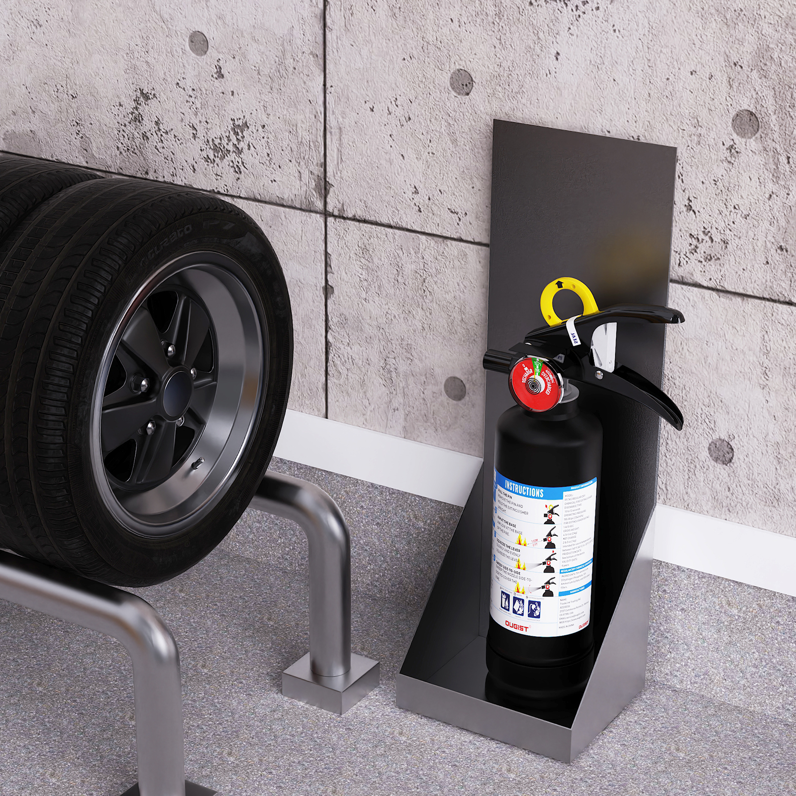 Ougist 2.5 lb ABC Dry Powder Fire Extinguisher – 1A:10B:C Rated | Portable Black Fire Extinguisher for Home, Kitchen, Car & Office | Easy Grip & Quick Release | Model FF1KG