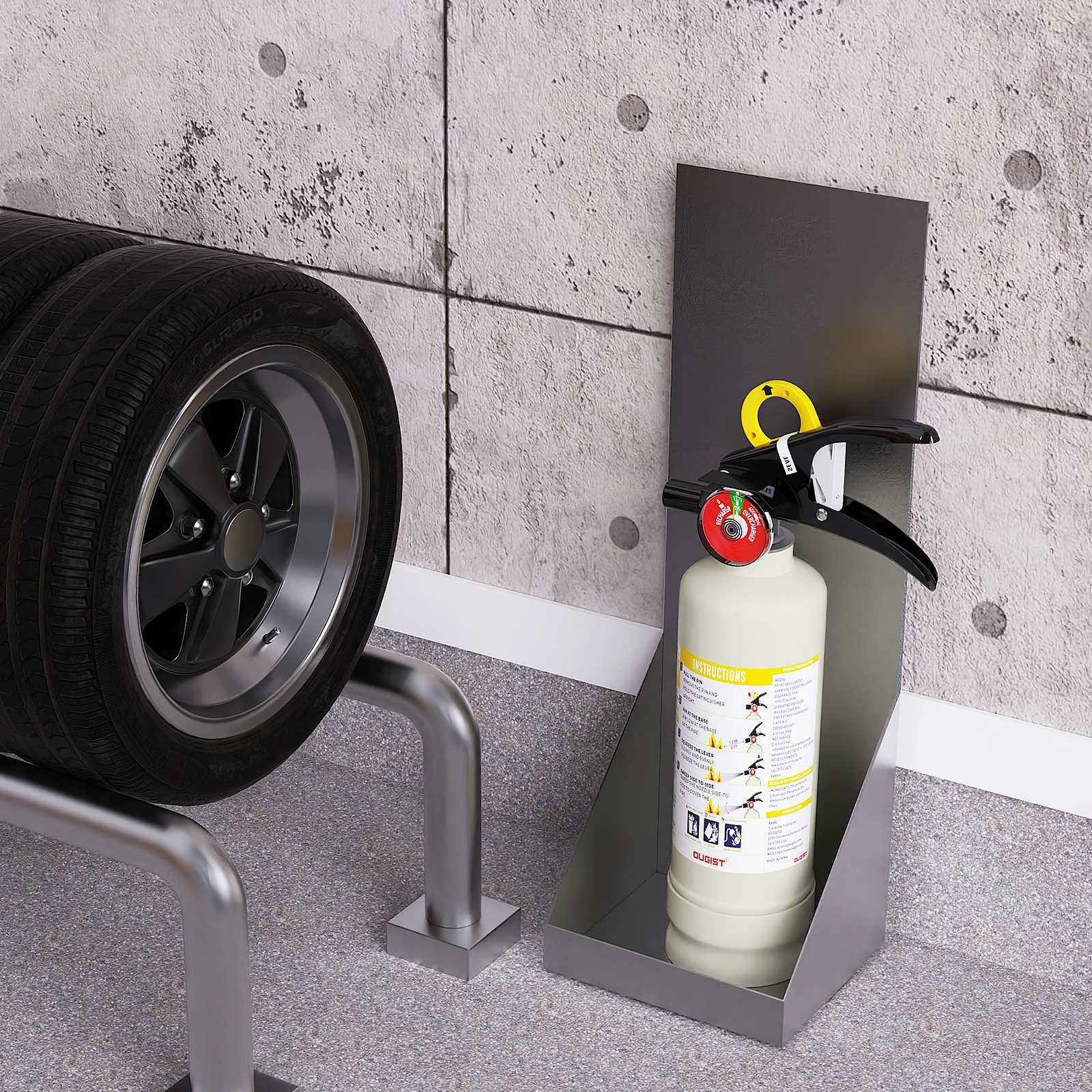 Ougist 2.5 lb ABC Dry Powder Fire Extinguisher – 1A:10B:C Rated | Portable Grey Fire Extinguisher for Home, Kitchen & Car | Easy-Grip Handle & Quick Release | Model FF1KG