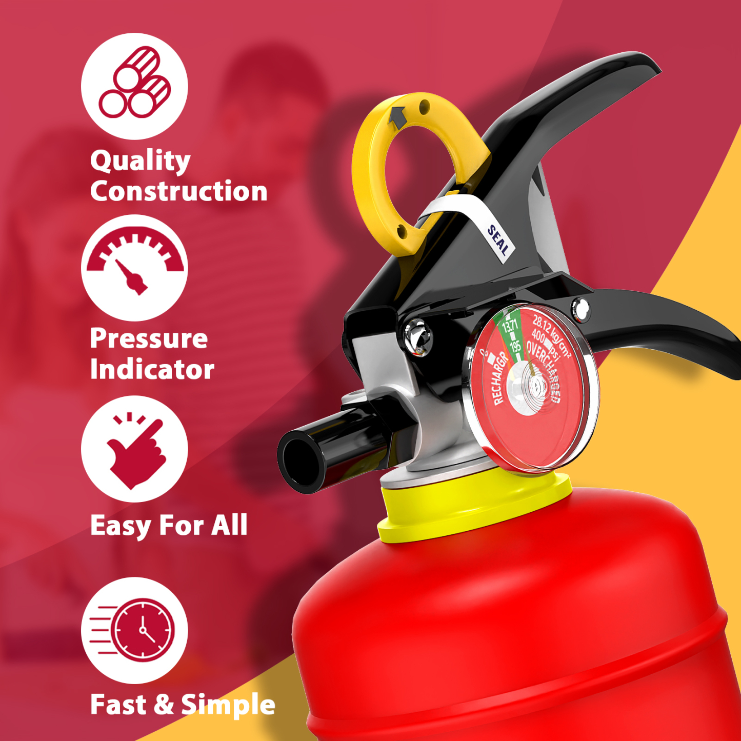 Ougist 4.4 lb ABC Dry Powder Fire Extinguisher – 2A:10B:C Rated | Car, Home & Office Safety | Easy-Use Quick Release | For Electrical & Grease Fires