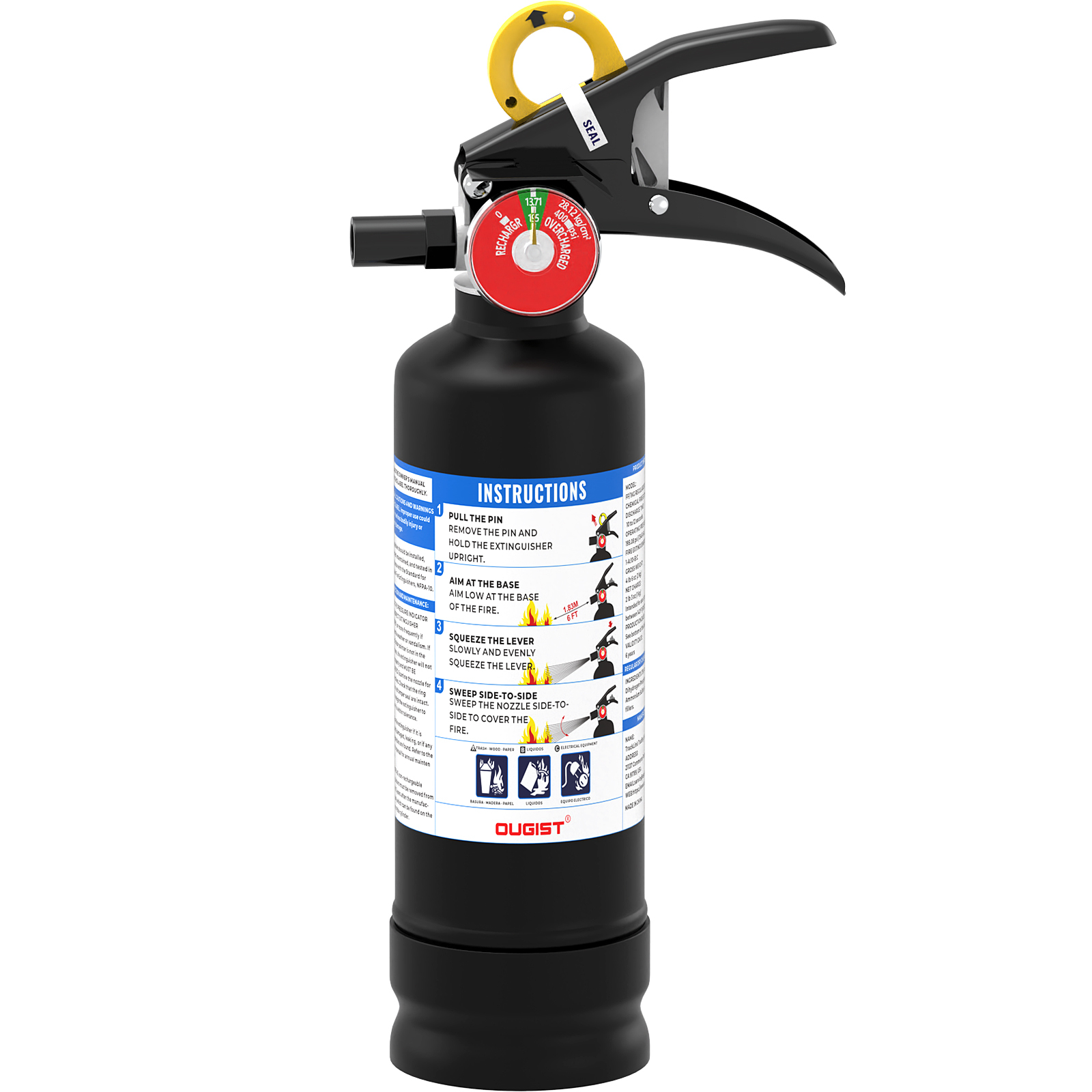 Ougist 2.5 lb ABC Dry Powder Fire Extinguisher – 1A:10B:C Rated | Port
