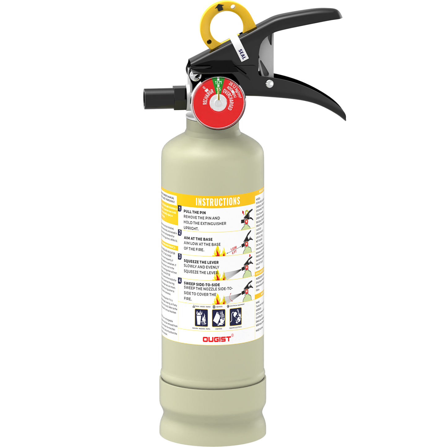 Ougist 2.5 lb ABC Dry Powder Fire Extinguisher – 1A:10B:C Rated | Port