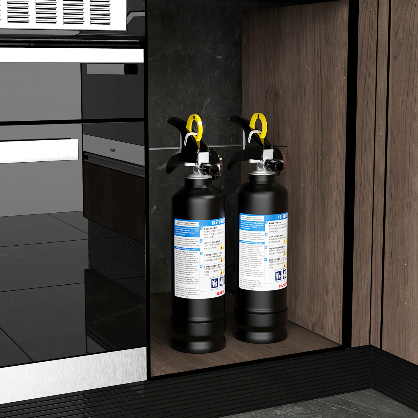 Ougist 2.5 lb ABC Dry Powder Fire Extinguisher – 1A:10B:C Rated | Portable Black Fire Extinguisher for Home, Kitchen, Car & Office | Easy Grip & Quick Release | Model FF1KG