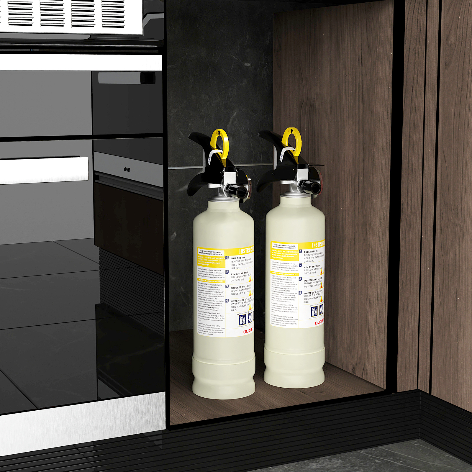 Ougist 2.5 lb ABC Dry Powder Fire Extinguisher – 1A:10B:C Rated | Portable Grey Fire Extinguisher for Home, Kitchen & Car | Easy-Grip Handle & Quick Release | Model FF1KG