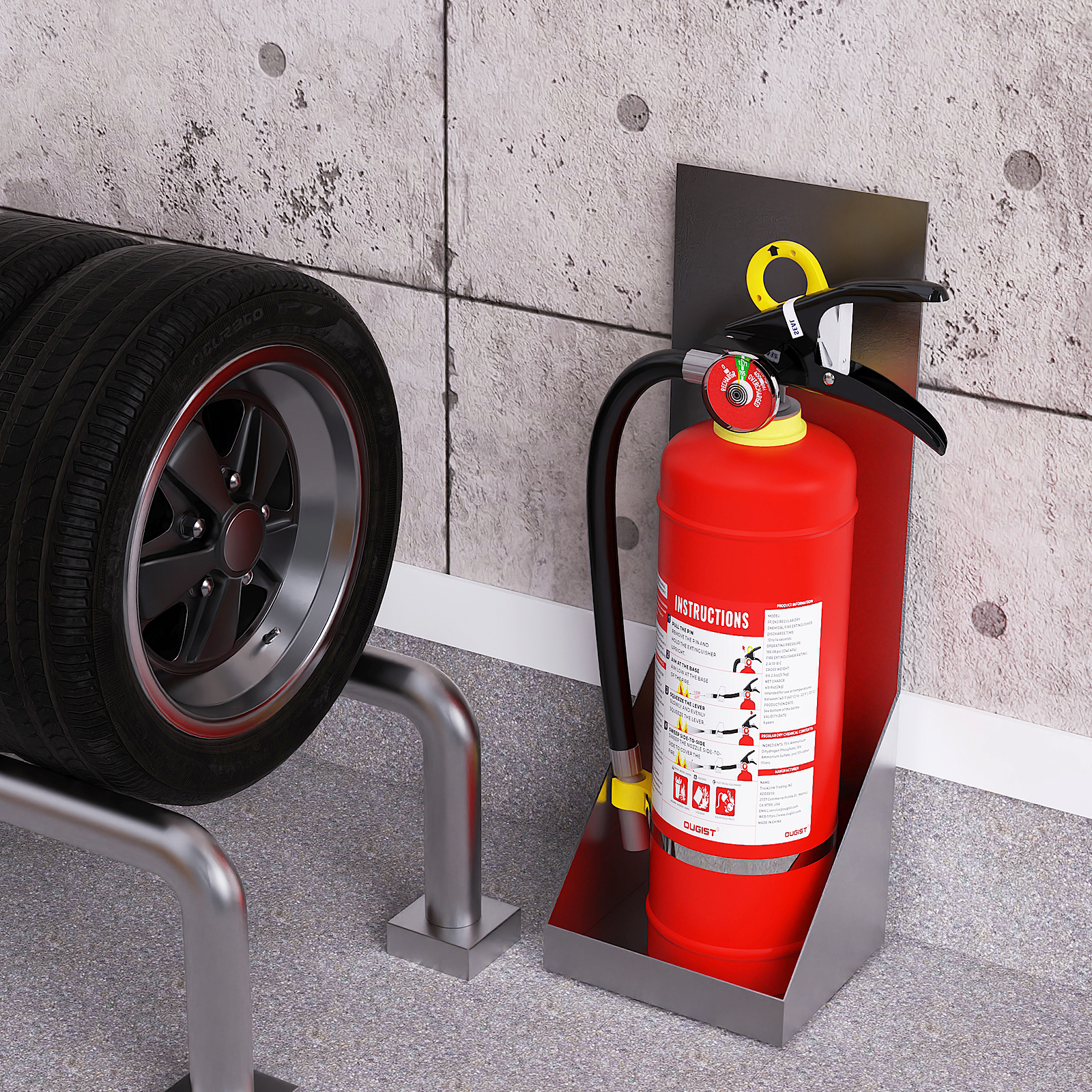 Ougist 4.4 lb ABC Dry Powder Fire Extinguisher – 2A:10B:C Rated | Car, Home & Office Safety | Easy-Use Quick Release | For Electrical & Grease Fires