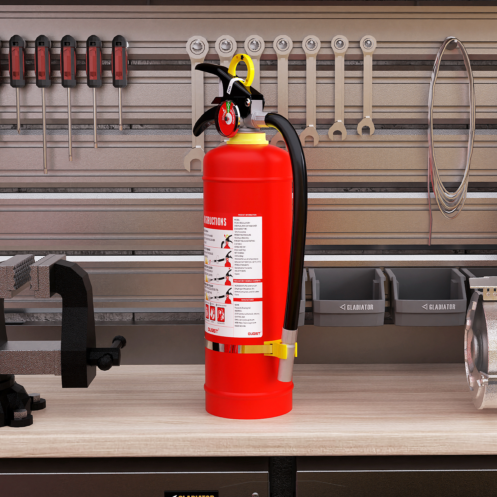 Ougist 4.4 lb ABC Dry Powder Fire Extinguisher – 2A:10B:C Rated | Car, Home & Office Safety | Easy-Use Quick Release | For Electrical & Grease Fires