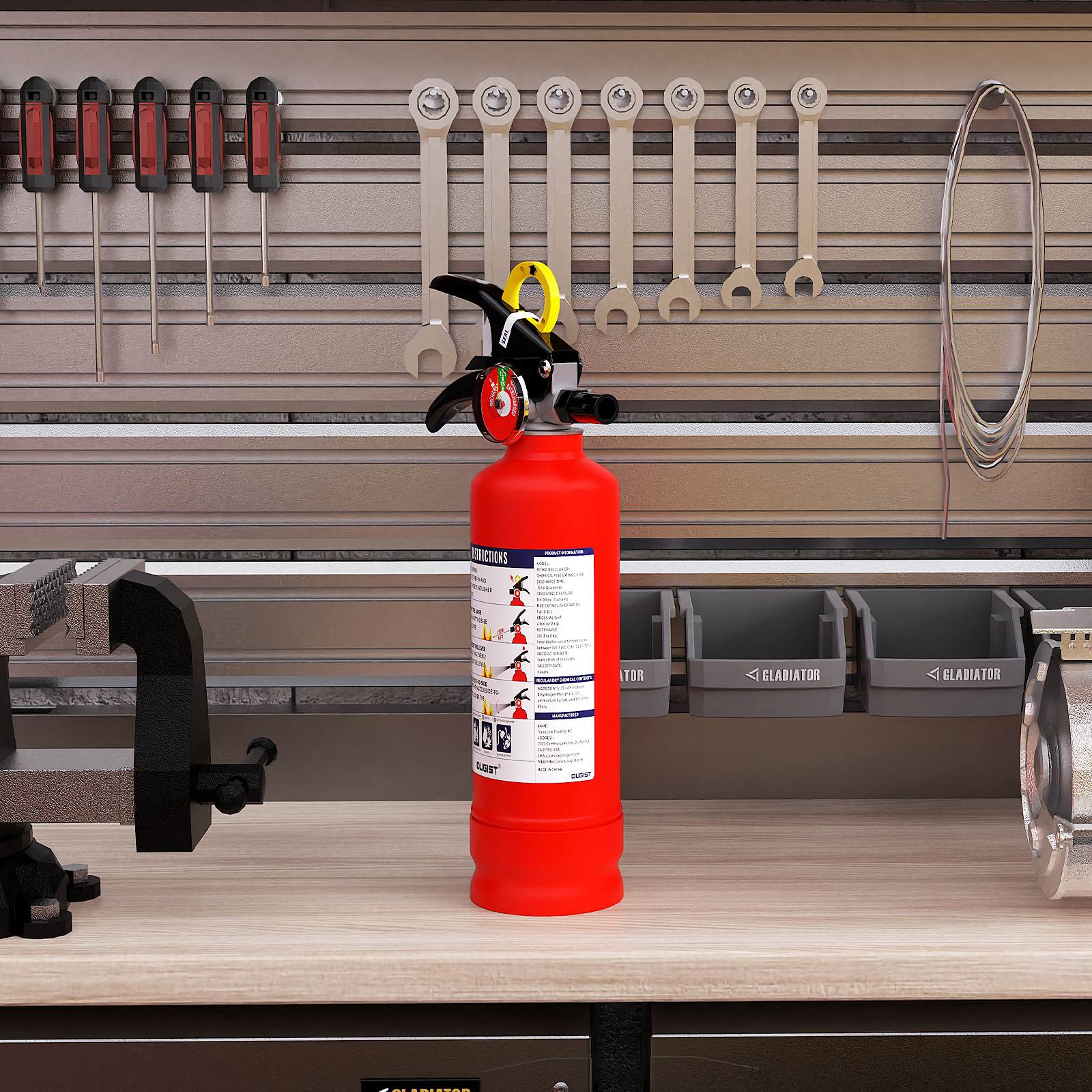 Ougist 2.5 lb ABC Fire Extinguisher – 1A:10B:C Rated | Compact Dry Chemical Fire Extinguisher for Home, Car, Kitchen & Boat | Quick-Release Handle | Model FF1KG