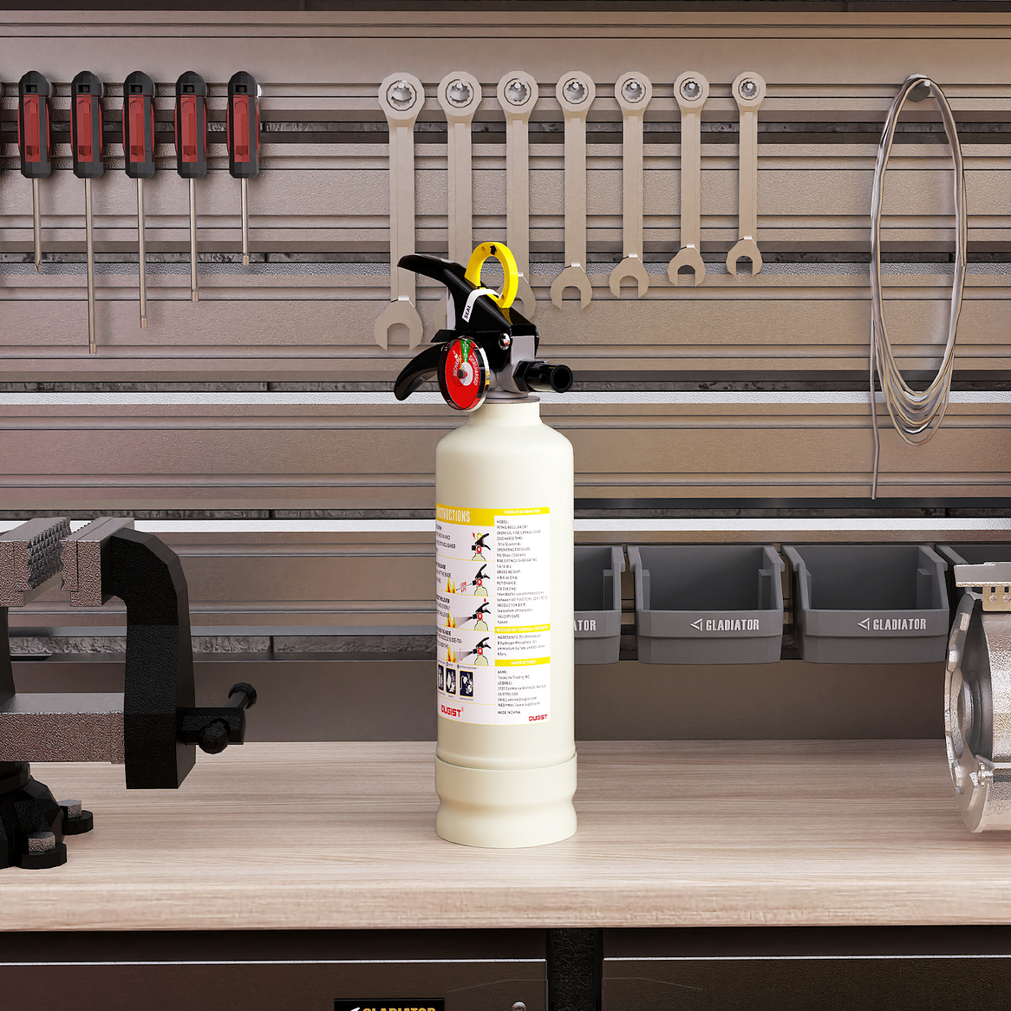 Ougist 2.5 lb ABC Dry Powder Fire Extinguisher – 1A:10B:C Rated | Portable Grey Fire Extinguisher for Home, Kitchen & Car | Easy-Grip Handle & Quick Release | Model FF1KG