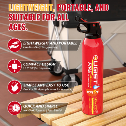 Ougist 21oz Portable Water-Based Fire Extinguisher – Compact Fire Spray for Home, Kitchen, Car & Camping | Quick Response & Re-Ignition Prevention | Model MSJ620