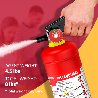 Ougist 4.4 lb ABC Dry Powder Fire Extinguisher – 2A:10B:C Rated | Car, Home & Office Safety | Easy-Use Quick Release | For Electrical & Grease Fires