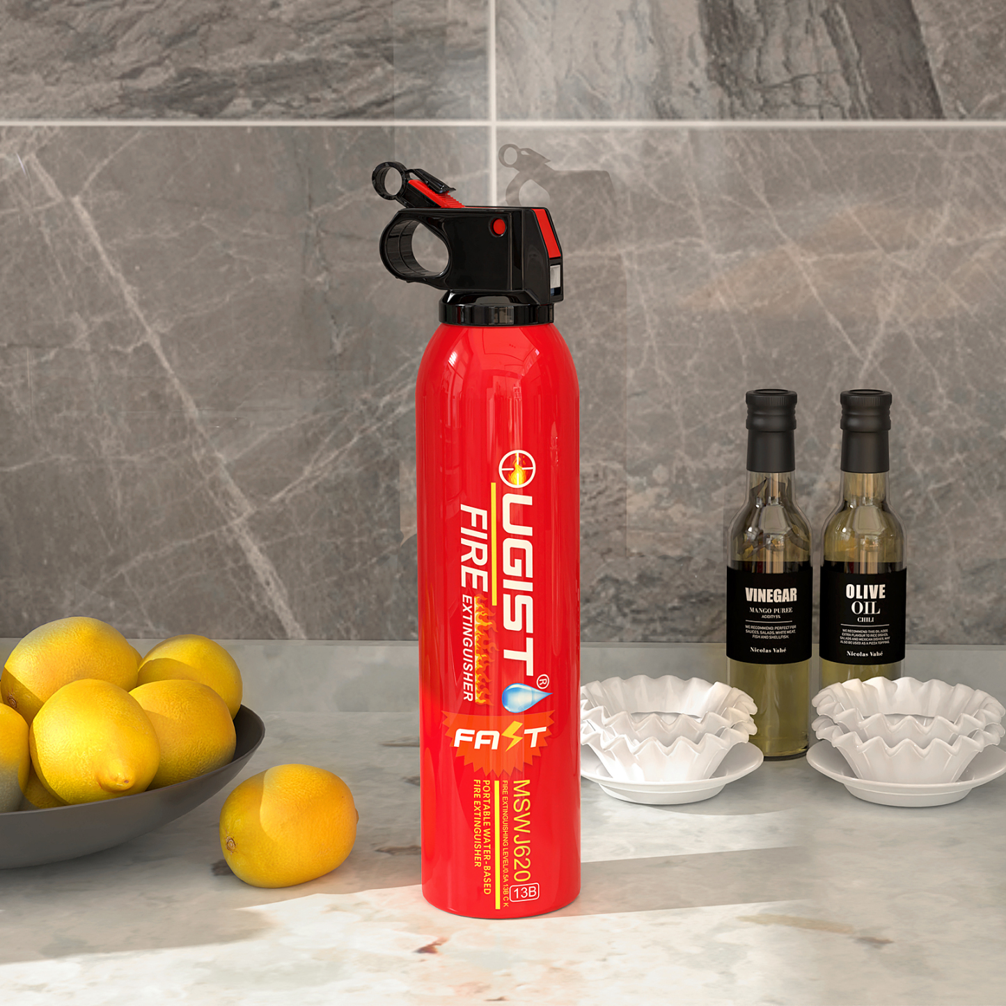 Ougist 21oz Portable Water-Based Fire Extinguisher – Compact Fire Spray for Home, Kitchen, Car & Camping | Quick Response & Re-Ignition Prevention | Model MSJ620