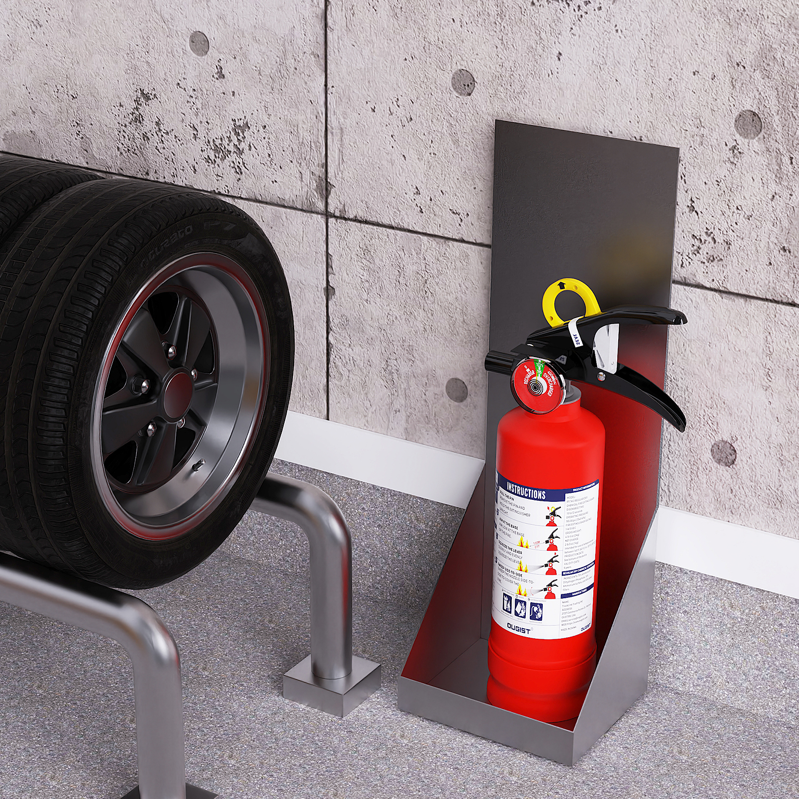 Ougist 2.5 lb ABC Fire Extinguisher – 1A:10B:C Rated | Compact Dry Chemical Fire Extinguisher for Home, Car, Kitchen & Boat | Quick-Release Handle | Model FF1KG