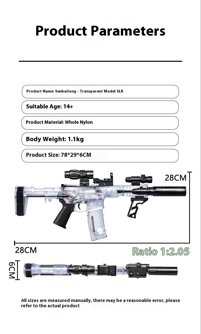 New transparent SLR electric continuous-firing water bullet gun
