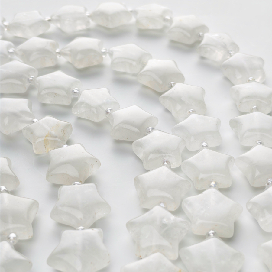 Moonlit Dreams: Natural Milky Quartz Star Bracelet