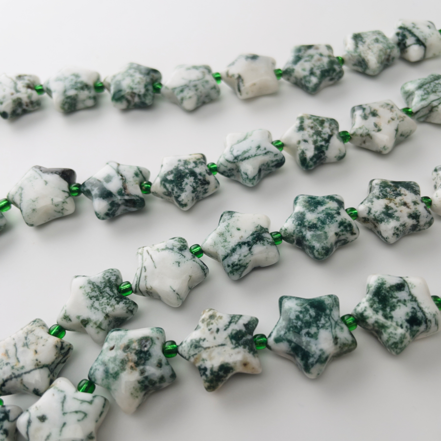 Forest Dream: Natural Moss Agate Star Necklace