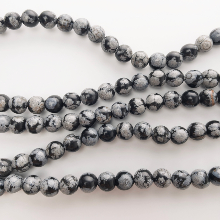 Natural Snowflake Obsidian Beaded Bracelet