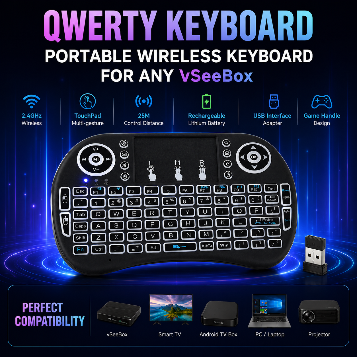 Mini Wireless Keyboard with Touchpad