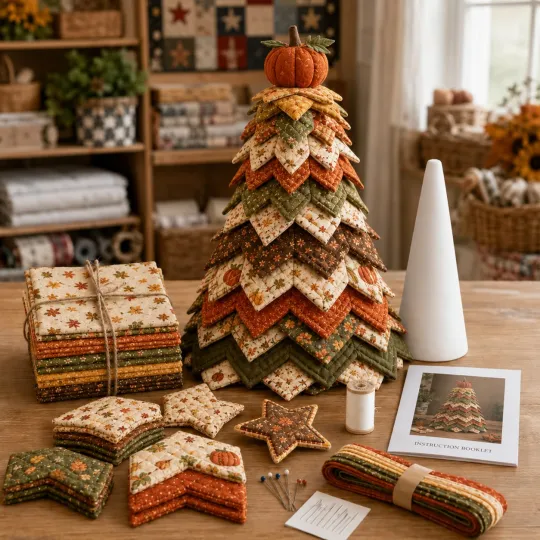 🔥 LAST DAY 70% OFF -🎄Americana Christmas Tree Quilt Kit – Easy Layered Fabric Holiday Décor for Quilting Lovers