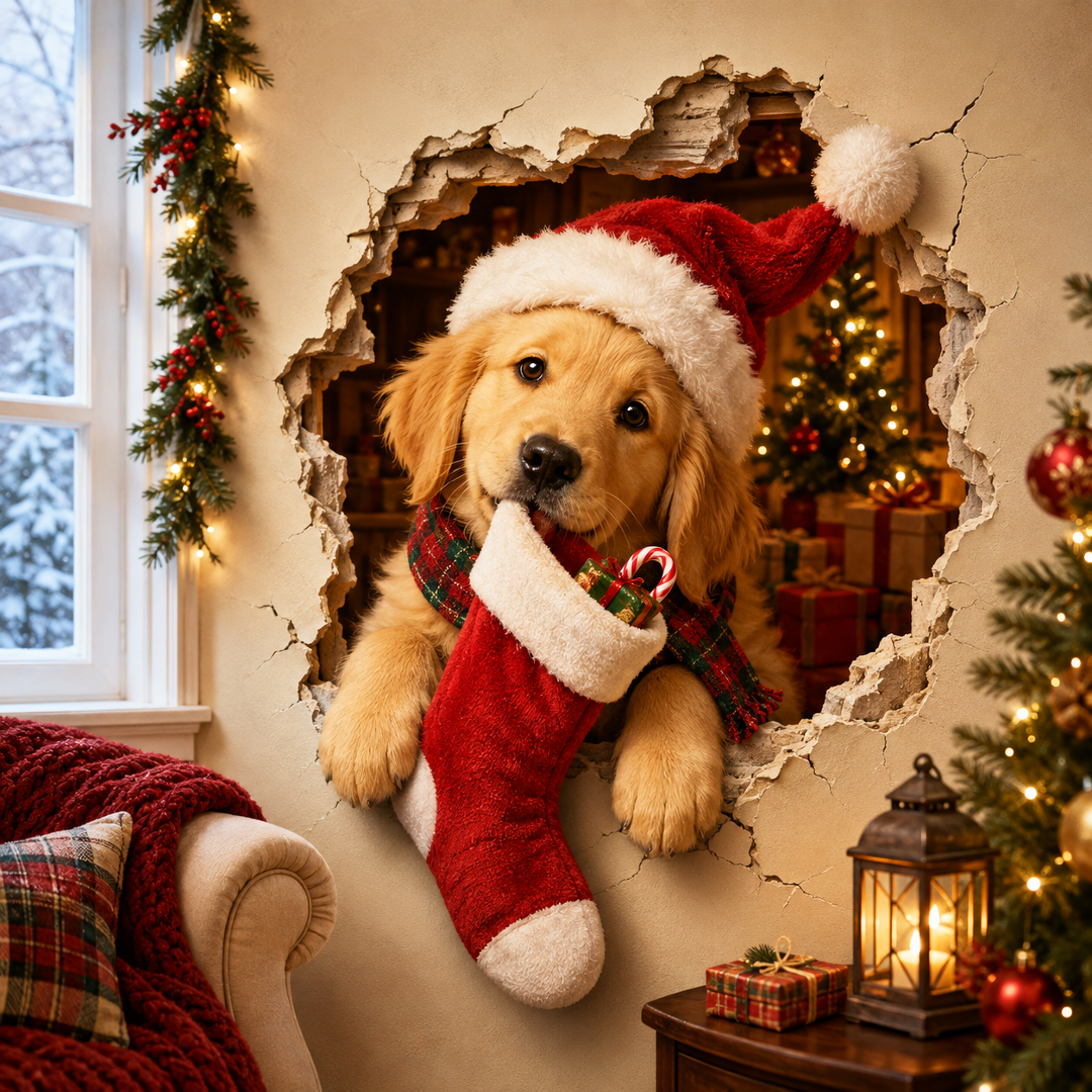 🔥Limited time 70% OFF -🎄🧱 Christmas Break-In 3D Wall Decal – Turn Your Wall Into A Holiday Surprise