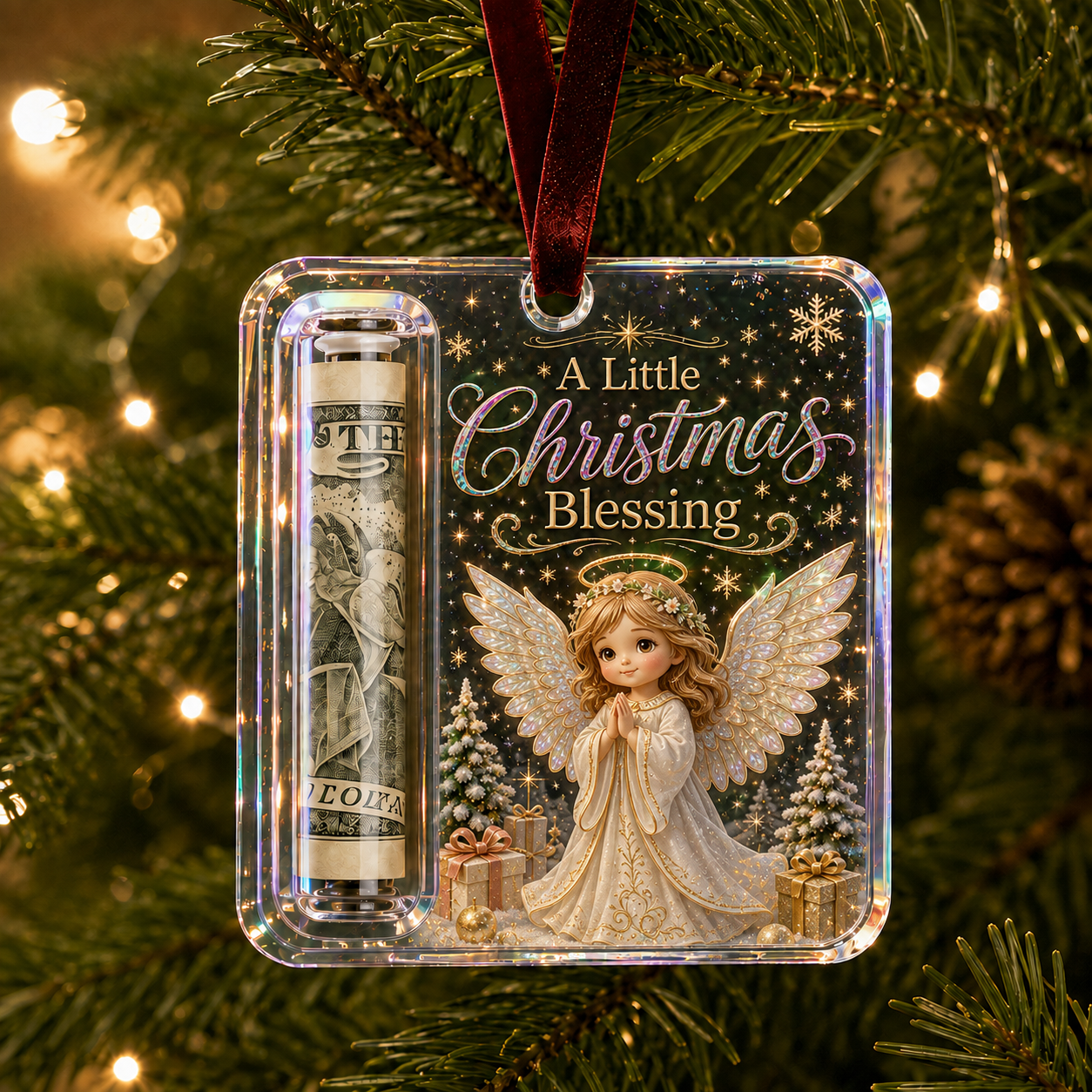 🔥Last 40pcs🎉-✨🎄Crystal Christmas – Cash Gift Holder Ornament-🚛 Free Shipping on Orders over $39