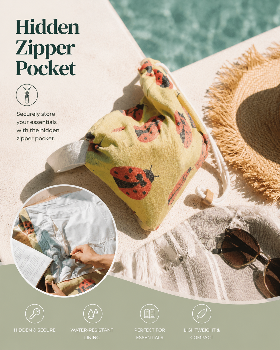 ⏰LAST DAY 70% OFF - 🏖️2-in-1 Convertible Towel & Backpack with Inner Zip Pocket & Sand-Repelling Fabric