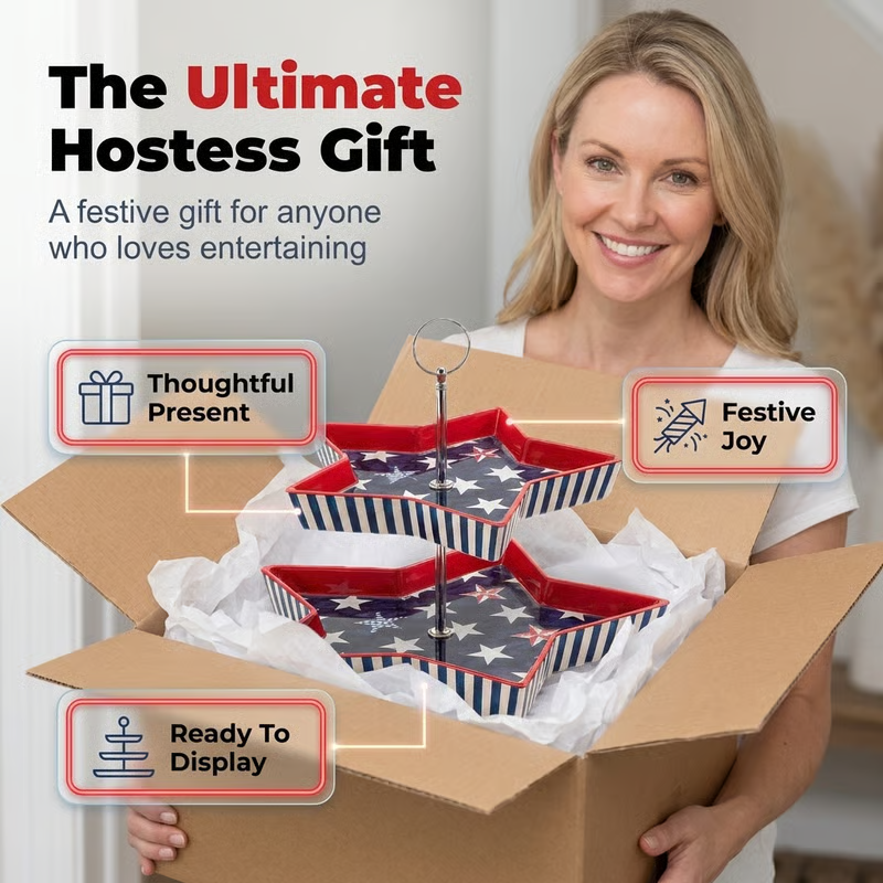 American Patriotic Two-Tier Star Serving Tray