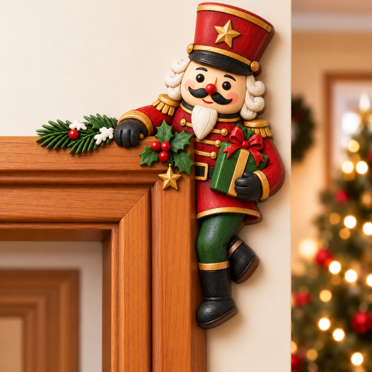 🔥Last 75pcs🎉-🎅🚪Christmas Peekaboo Door Frame Corner Decor – A Little Holiday Surprise Around Every Corner