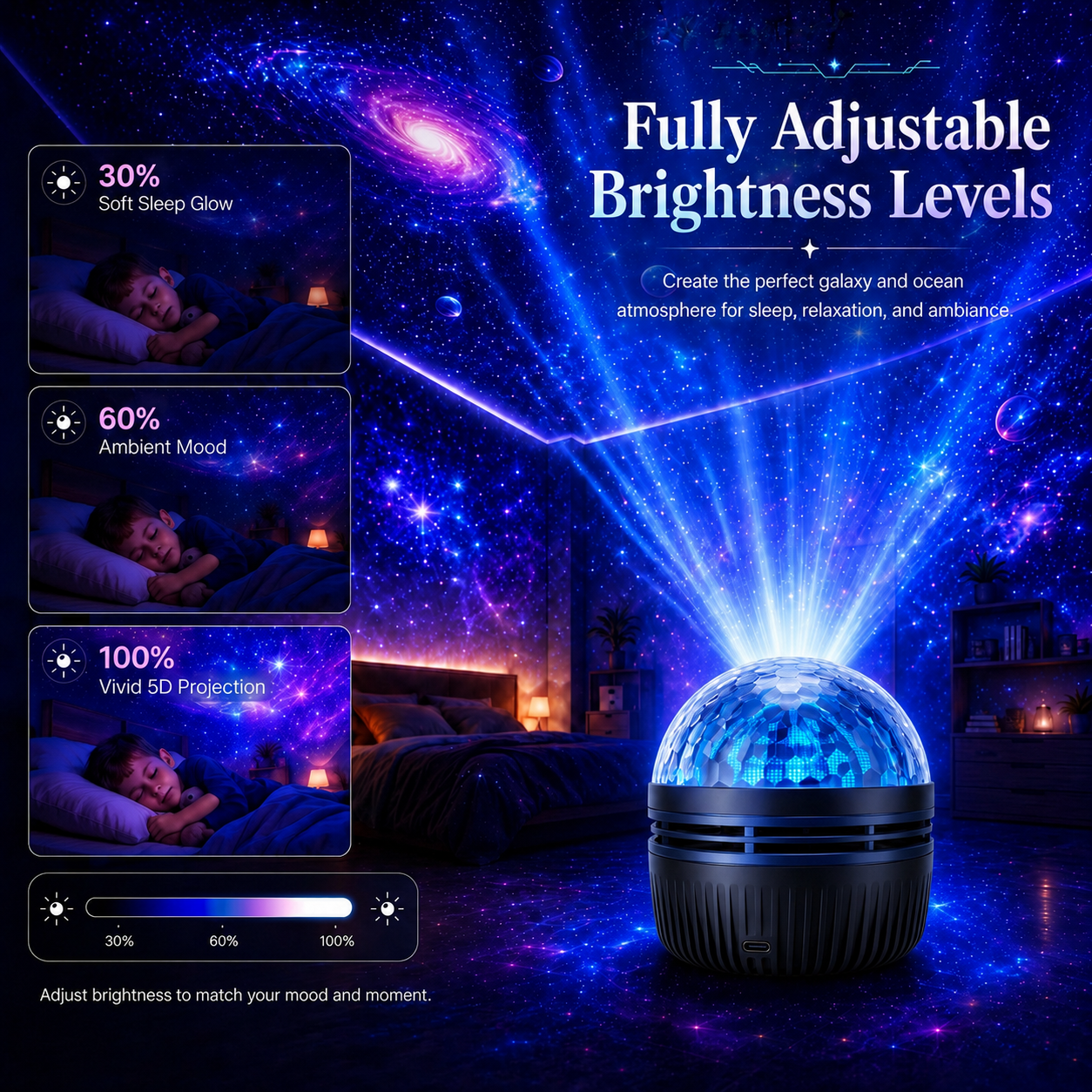 🦖 360° Galaxy Projector — Transform Your Room in Seconds