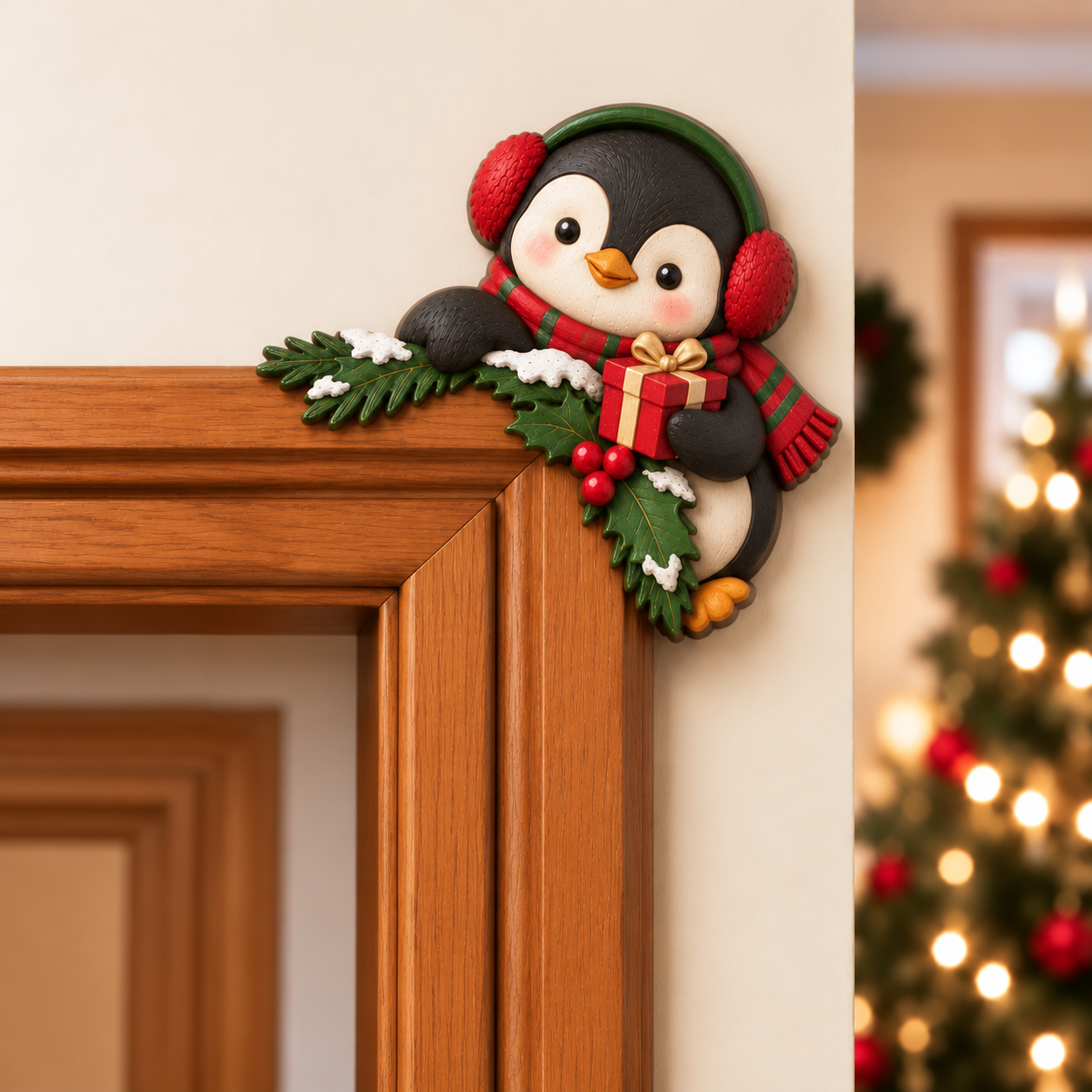 🔥Last 75pcs🎉-🎅🚪Christmas Peekaboo Door Frame Corner Decor – A Little Holiday Surprise Around Every Corner
