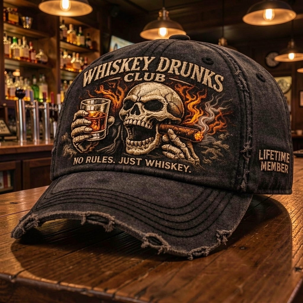🧢 WHISKEY DRUNKS CLUB Cap 🥃💀
