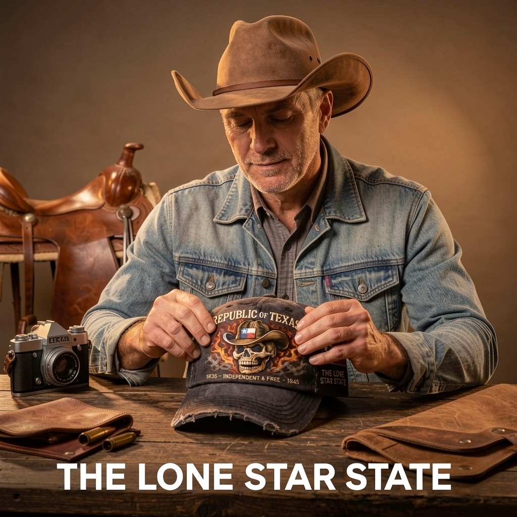 🧢 REPUBLIC OF TEXAS – Lone Star Skull Cap 🤠💀