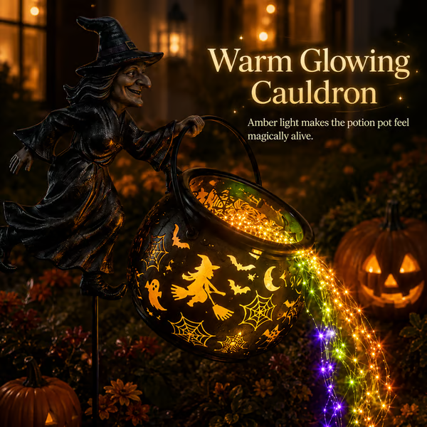 Halloween Witch Cauldron Garden Light