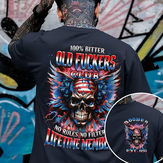 100% Bitter Old Fuckers Club Tshirt, Custom Year Gen X ,Boomer, Gen Y Tshirt