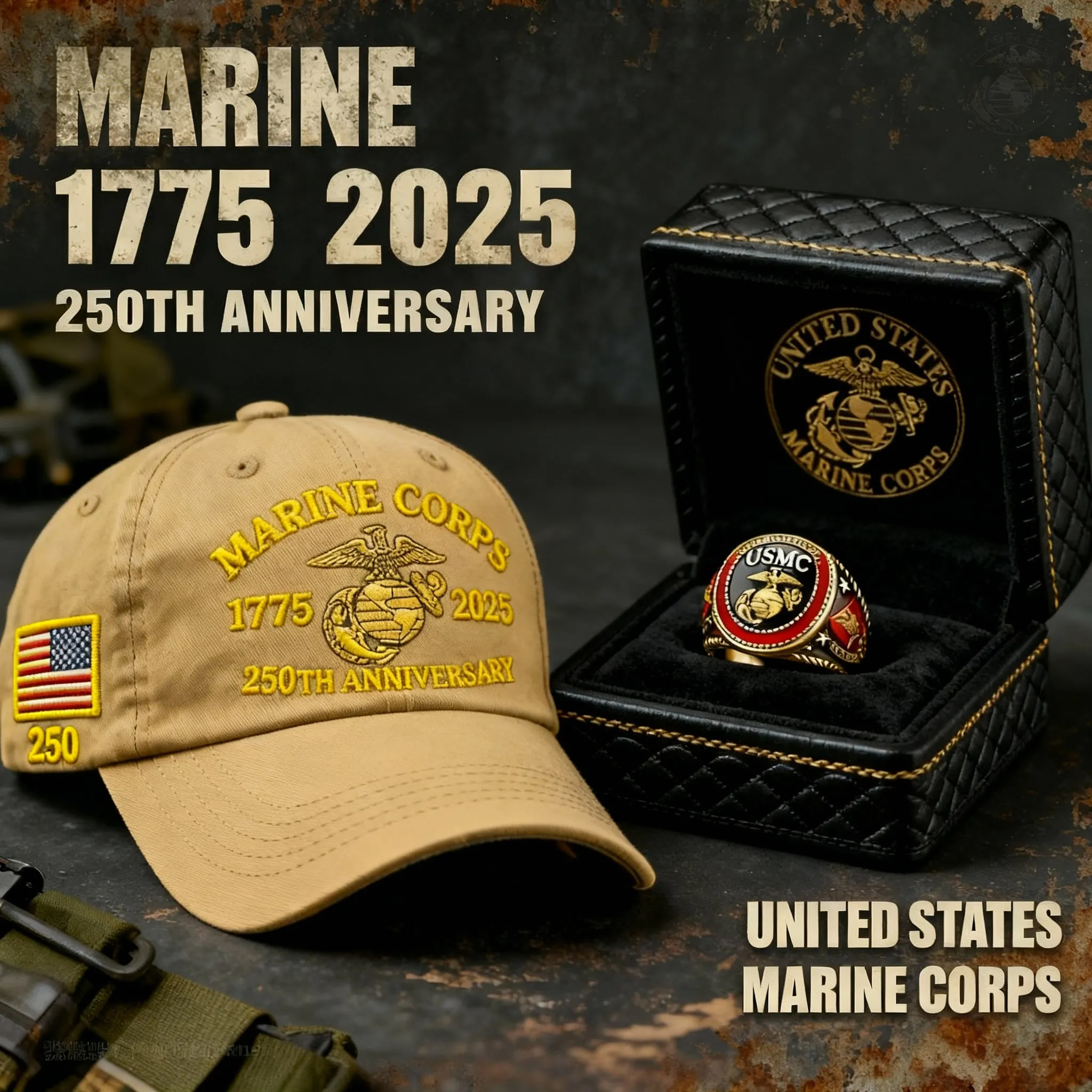 ❤️Veteran‘s Day Best Gift🌹Honoring 250th USMC Retro Washed Cap – Hono