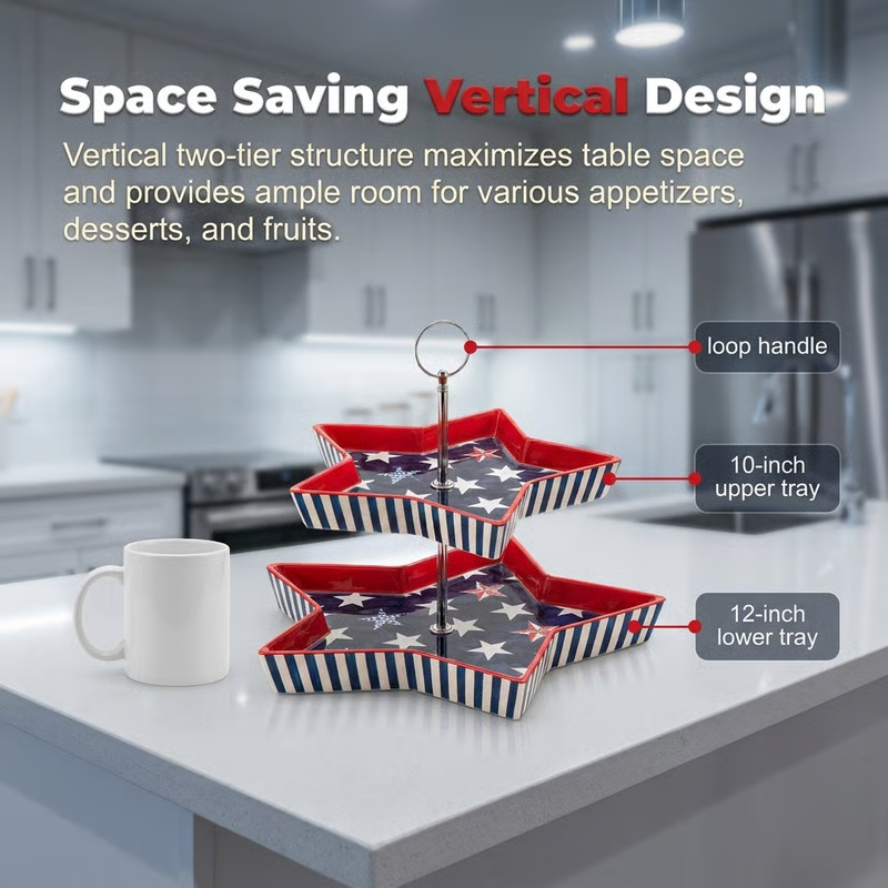 American Patriotic Two-Tier Star Serving Tray