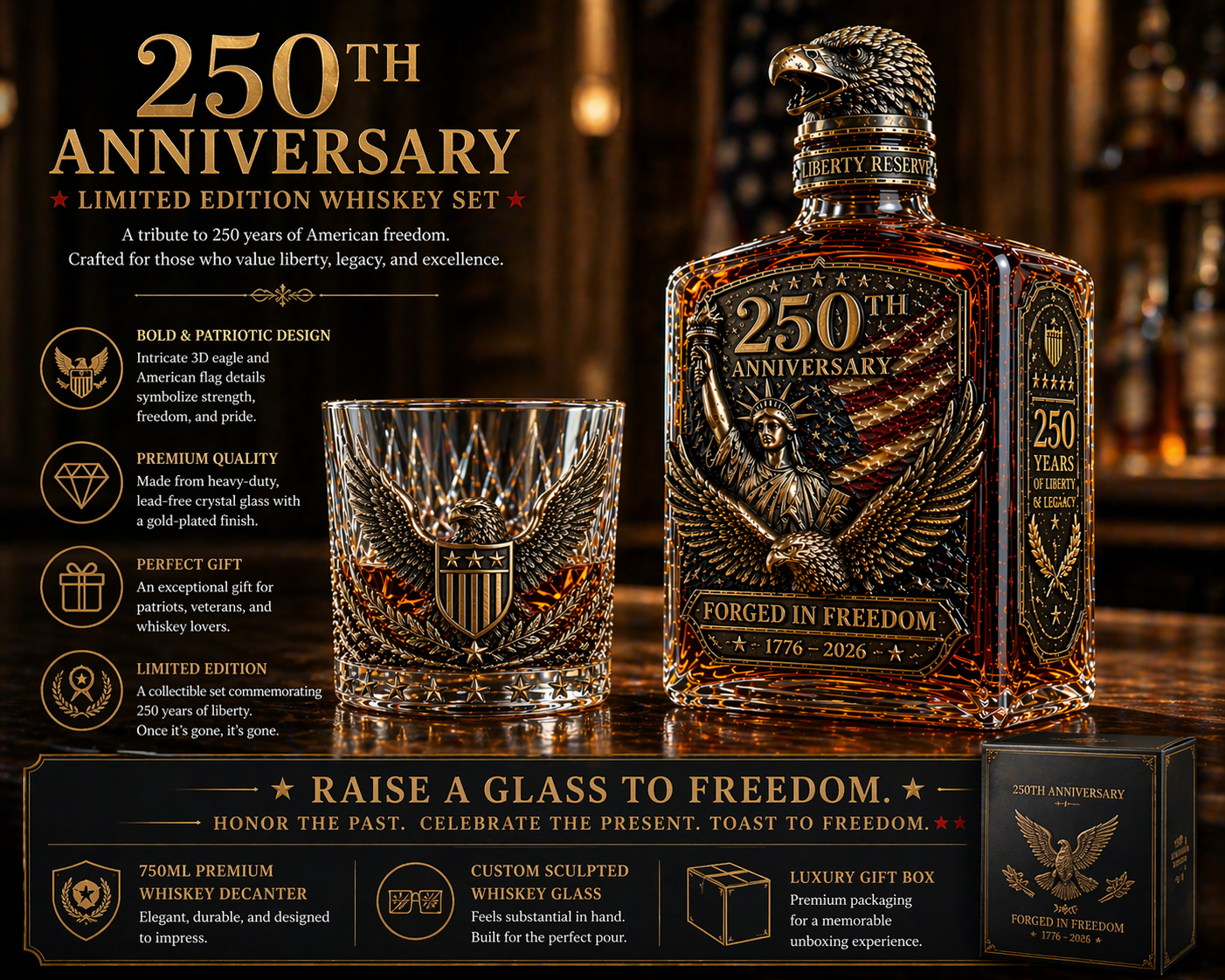 💥USA 250th Anniversary Whiskey Set🥃