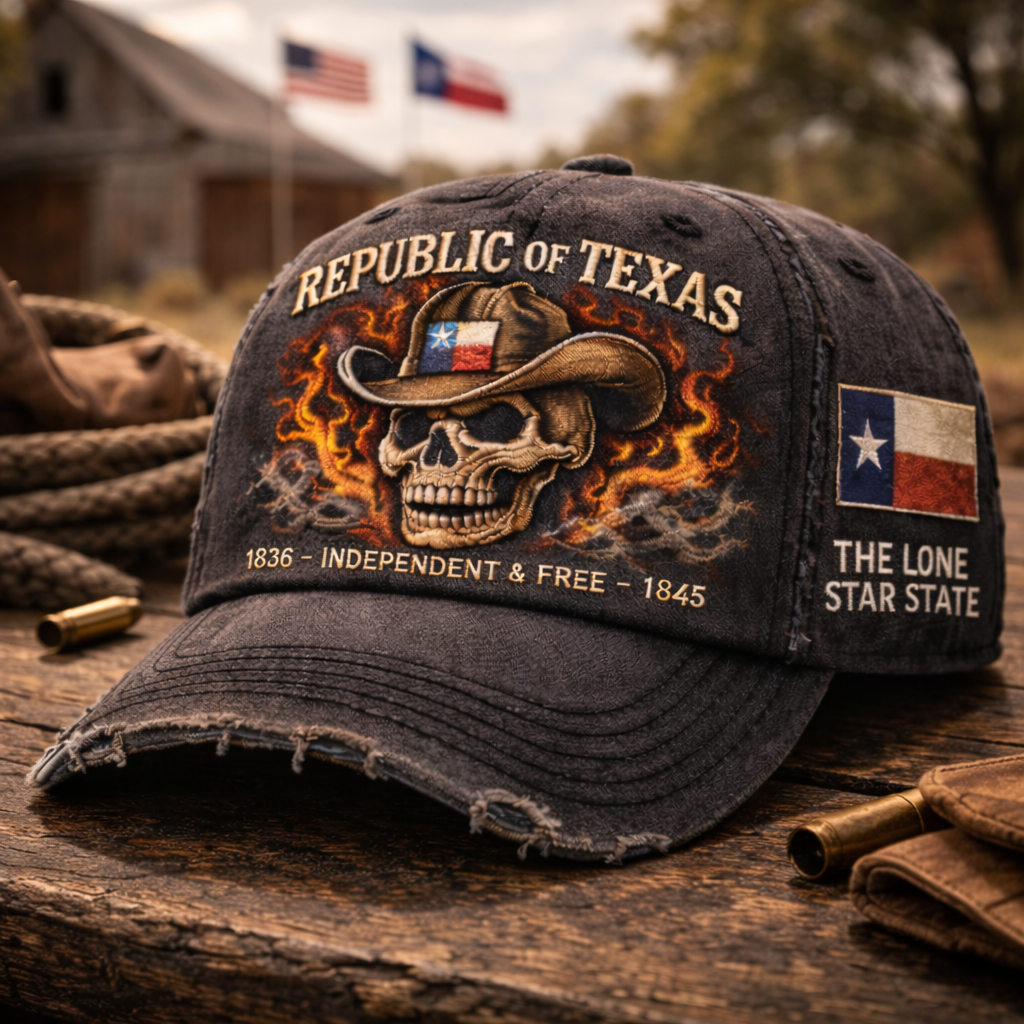 🧢 REPUBLIC OF TEXAS – Lone Star Skull Cap 🤠💀